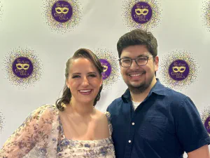 Mallory and Tynor wearing costumes for their solo